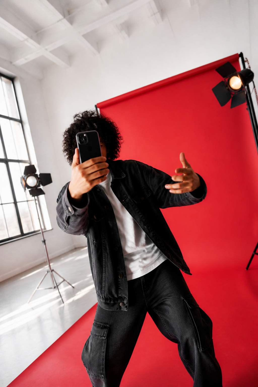 Creator filming short-form content in a studio