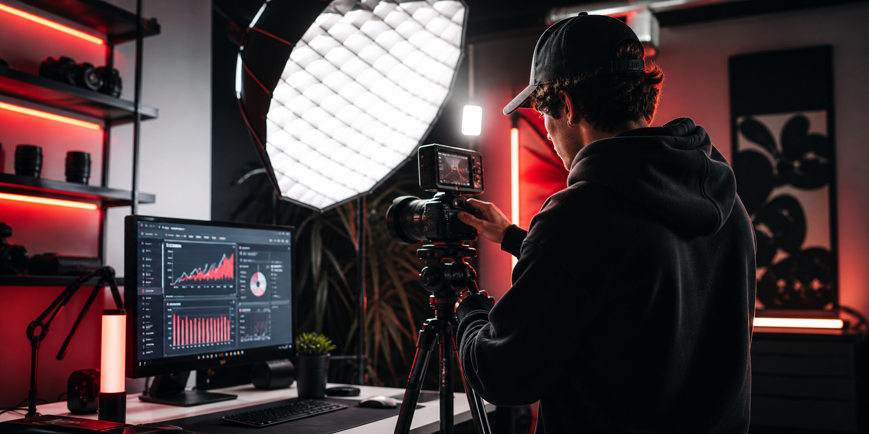 Creator filming in a modern studio